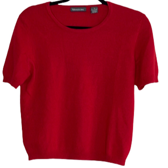 Mendocino Sweaters - MENDOCINO 100% CASHMERE SHORT SLEEVE RED SWEATER SIZE S